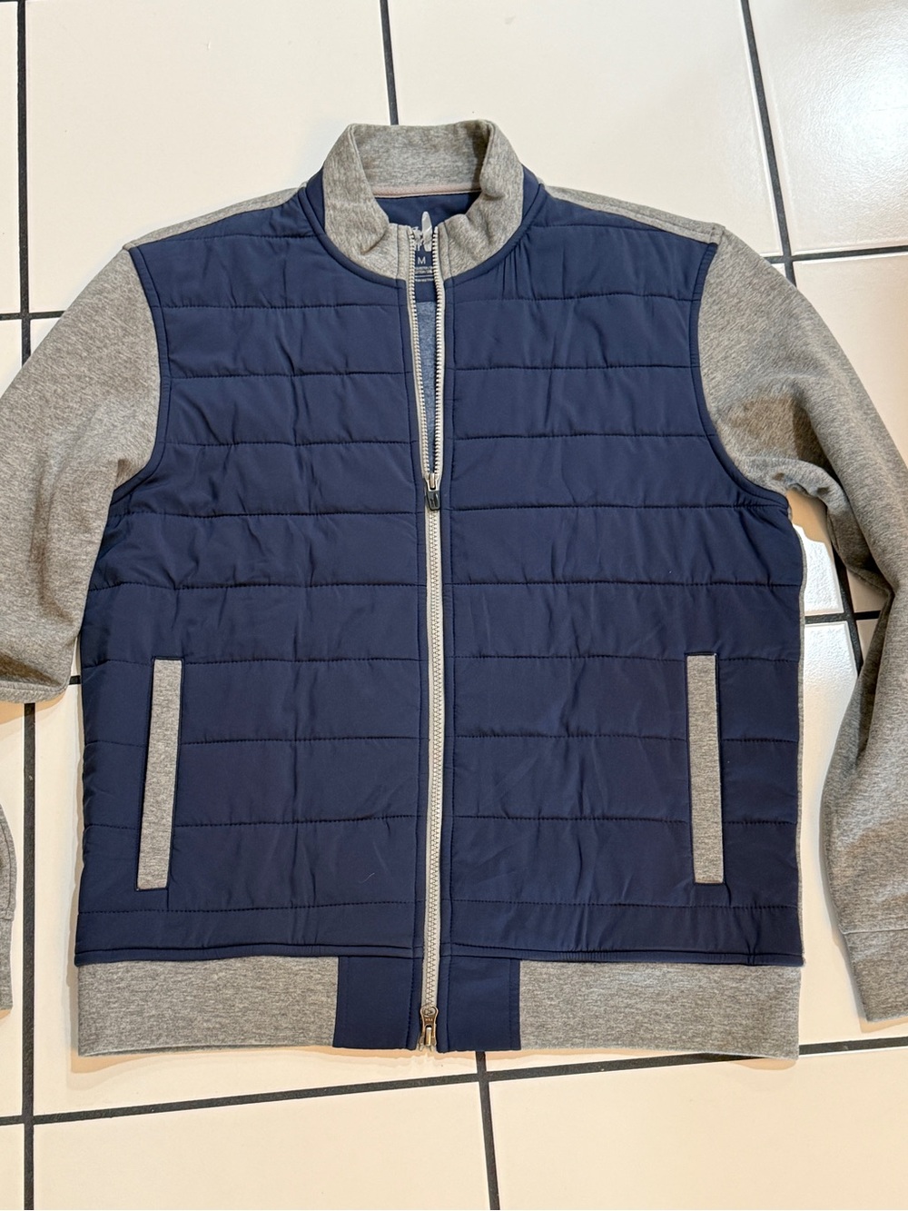johnnie-O Stinger Hybrid Quilted Full Zip Jacket Navy Gray M